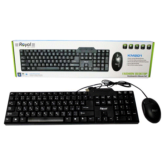 تصویر  کیبرد و موس Keyboard and Mouse ROYAL KM201
