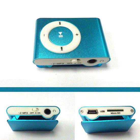 تصویر  پخش کننده موسیقی رنگ آبی mp3player رم خور طرح اپل