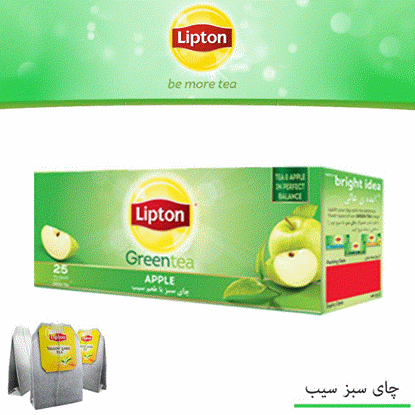 تصویر  چای سبزکیسه ای لیپتون 25عددی با طعم سیب