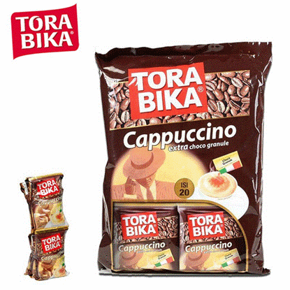 تصویر  کاپوچینو تورابیکا 20عددی همراه پودر شکلات TORA BIKA