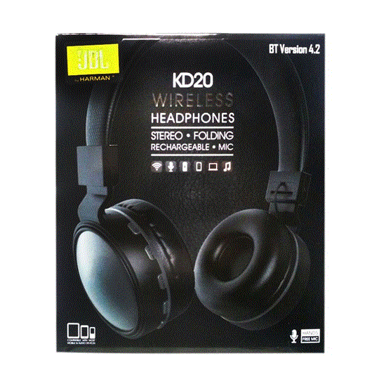 تصویر  هدفون جی بی ال مشکی مدل JBL wireless Headphone KD20