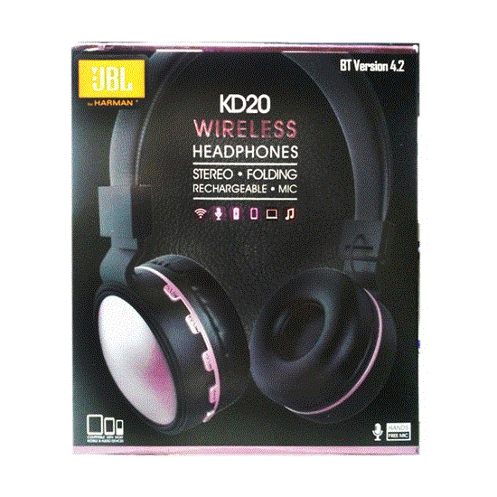 تصویر  هدفون جی بی ال صورتی مدل JBL wireless Headphone KD20