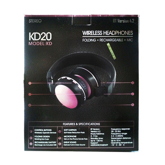 تصویر  هدفون جی بی ال صورتی مدل JBL wireless Headphone KD20