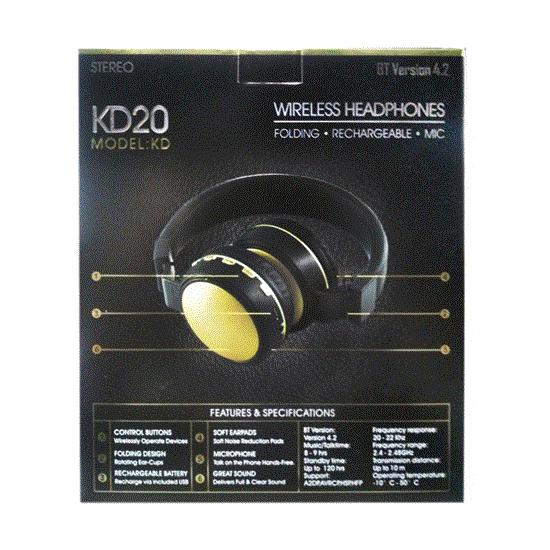تصویر  هدفون جی بی ال طلایی مدل JBL wireless Headphone KD20