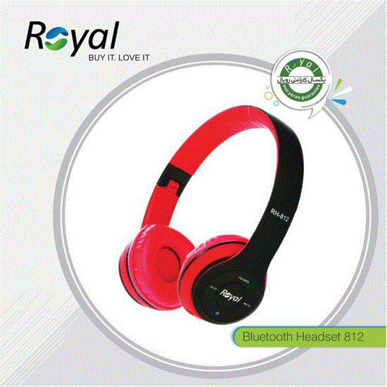 تصویر  هدفون رویال قرمز مدل ROYAL wireless Headphone RH-812
