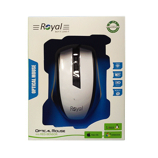 تصویر  موس حرفه ای رویال سفید مدل Royal mouse M132