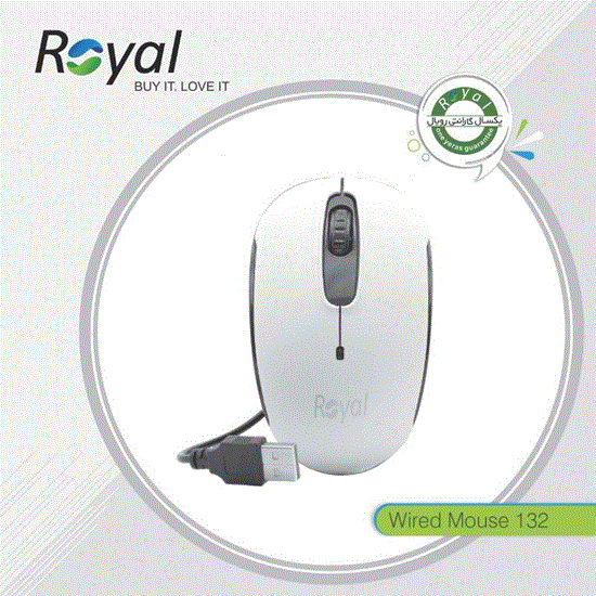 تصویر  موس حرفه ای رویال سفید مدل Royal mouse M132