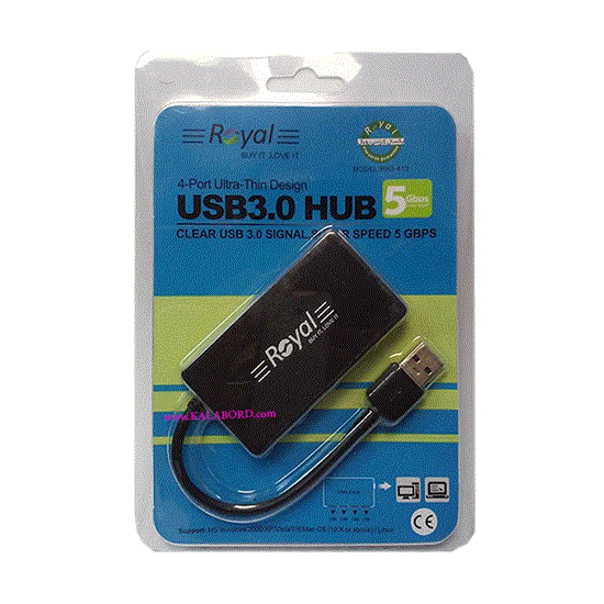 تصویر  هاب 4 پورت رویال مدل Royal usb 3 Hub RH3-413