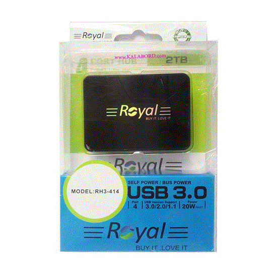 تصویر  هاب 4 پورت رویال مدل Royal usb 3 Hub RH3-414