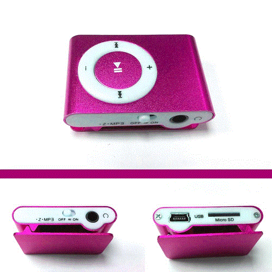 تصویر  پخش کننده موسیقی رنگ صورتی mp3player رم خور طرح اپل