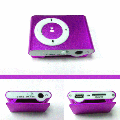 تصویر  پخش کننده موسیقی رنگ بنفش mp3player رم خور طرح اپل