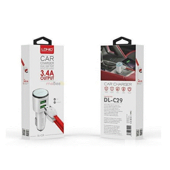 تصویر  شارژر فندکی الدینیو 2 پورت مدلDL-C29