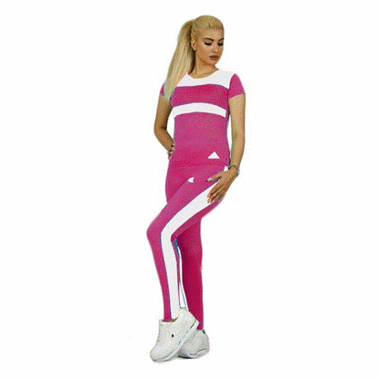 تصویر  ست اسپرت زنانه طرح آدیداس رنگ صورتی سفید