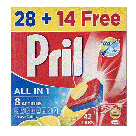 تصویر  قرص ظرفشویی پریل مدلALL IN ONE بسته 42 عددی