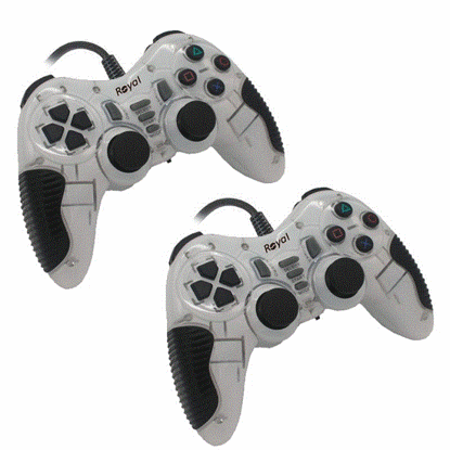 تصویر  دسته بازی دوبل شوکدار سفیدرویال PC