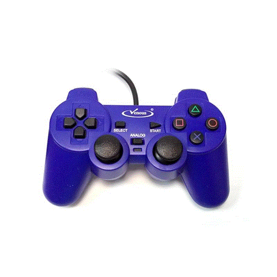 تصویر  دسته بازی تک شوکدار آبی ونوس ps2