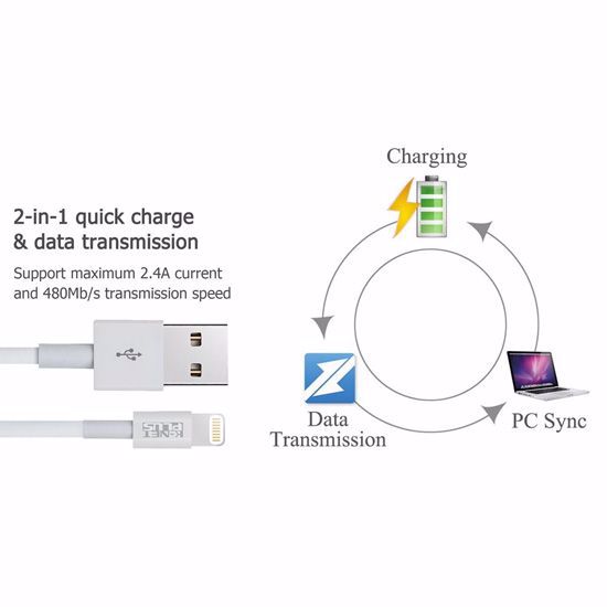 تصویر  کابل USB آیفون K-NET PLUS 1.2M