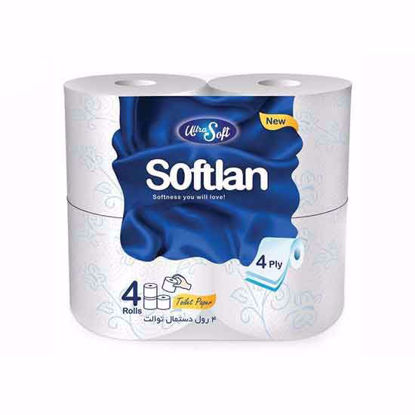تصویر  دستمال توالت رولی سافتلن بسته 4 عددی