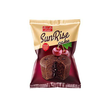 تصویر  کیک  کاکائویی با مغزی مارمالاد شیرین عسل مدل سان رایز حجم40G