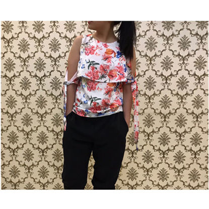 تصویر  شومیز پارچه ترک گلدار صورتی