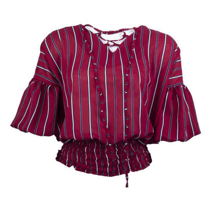 تصویر  بلوز پایین کش زرشکی