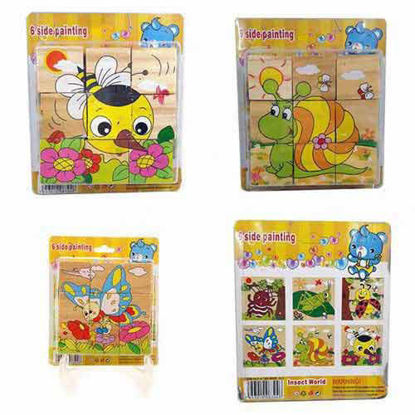 پازل چوبی 6 وجهی 3*3 (9 تکه) طرح جهان حشرات