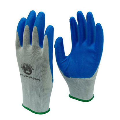 تصویر  دستکش ایمنی کف نیتریل رنگ آبی سفید