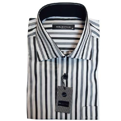 پیراهن ترک چهار خانه مشکی طوسی مدل اسلیم فیت