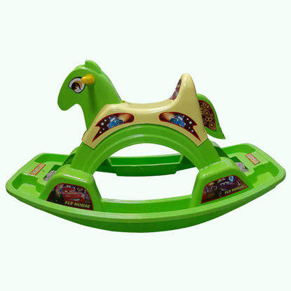 تصویر  راکر کودک سبز رنگ هانا طرح اسب تکتاز