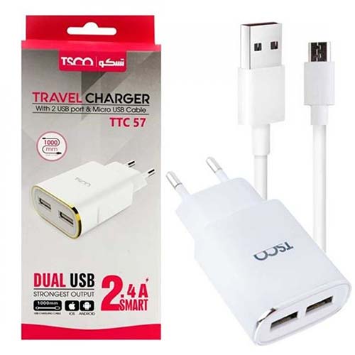 تصویر  شارژر دیواری سه پورت تسکو مدل TTC57
