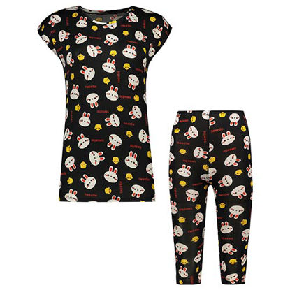 تصویر  ست تاپ و شلوار برمودا مشکی طرح سویتی کد 505