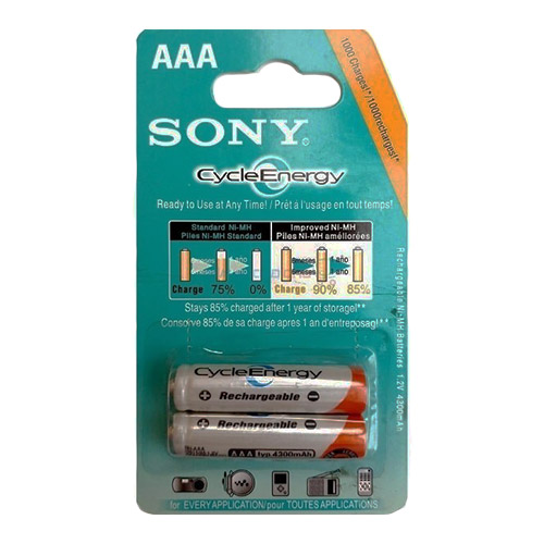 تصویر  باتری نیم قلمی شارژی Sony مدل NH-AAA-B2K جعبه 10 بسته ای
