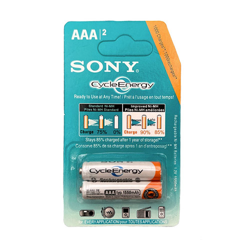 تصویر  باتری نیم قلمی شارژی Sony مدل NH-AAA-B2K جعبه 10 بسته ای