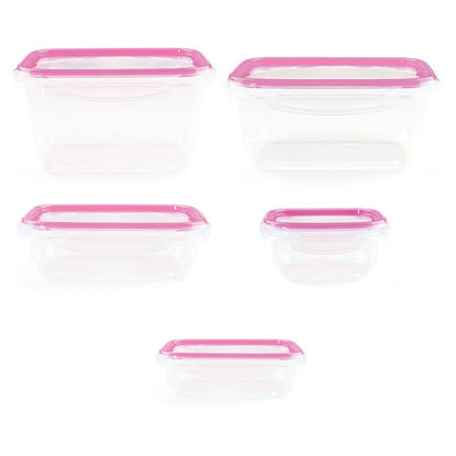 تصویر  ظرف نگهدارنده kleez  مجموعه 5 عددی رنگ صورتی