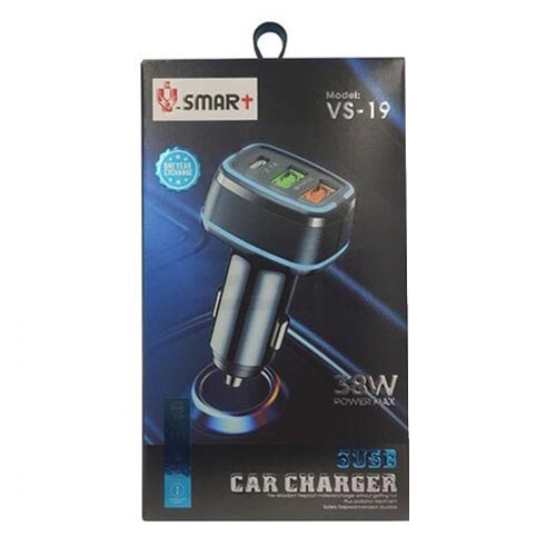 تصویر  شارژر فندکی V-SMART مدل VS-19 رنگ مشکی