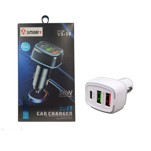 تصویر  شارژر فندکی V-SMART مدل VS-19 رنگ سفید
