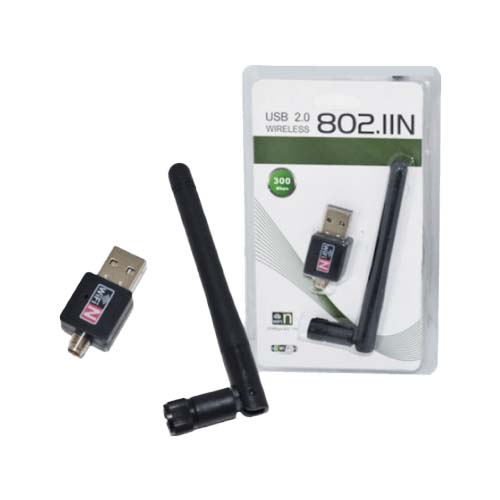 تصویر  کارت شبکه USB بی سیم مدل 802.11N آنتن کوتاه