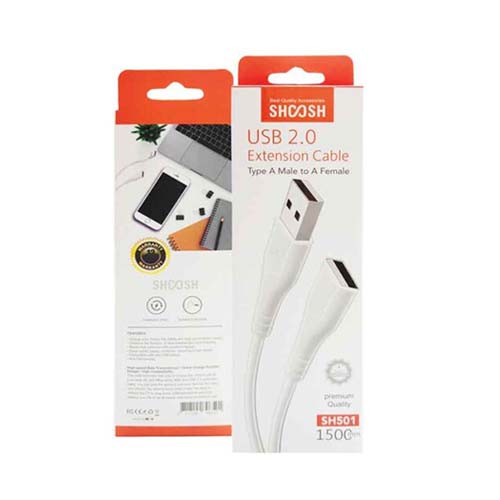 تصویر  کابل افزایش طول USB شوش مدل SH501 طول 1.5 متر مشکی