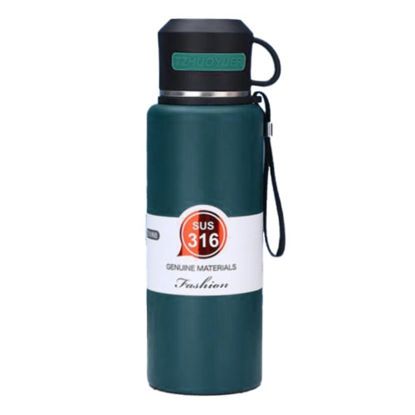 تصویر  فلاسک لیوان دار استیل گنجایش 1 لیتری سبز