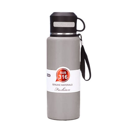 تصویر  فلاسک لیوان دار استیل گنجایش 1 لیتری طوسی