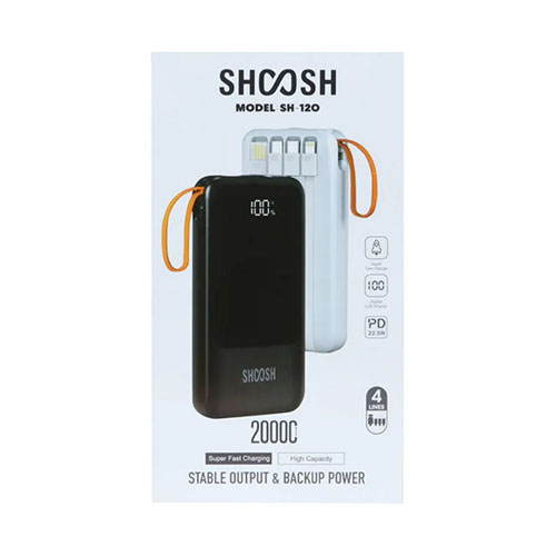 تصویر  پاوربانک شوش مدل SH-120 ظرفیت 20000 میلی آمپر ساعت سفید