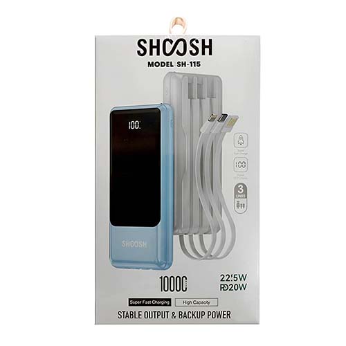تصویر  پاوربانک شوش مدل SH-115 ظرفیت 10000 میلی آمپر ساعت سفید