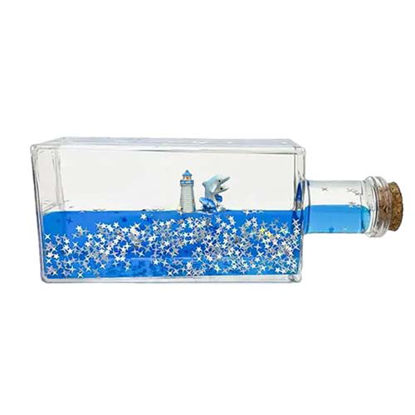 تصویر  دکوری بطری مدل دلفین و فانوس دریایی معلق