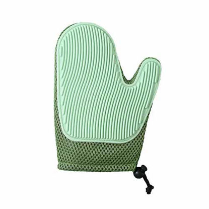 تصویر  دستکش پرزگیر دوطرفه سگ و گربه بایو موزارا سبز روشن