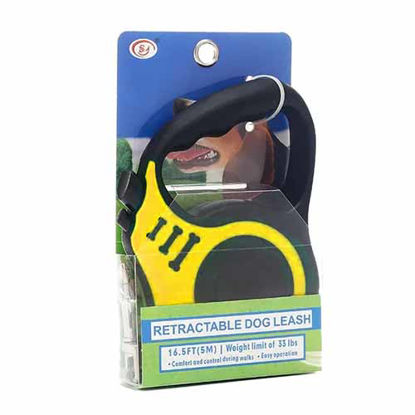 تصویر  بند قلاده سگ و گربه طول 5 متری زرد