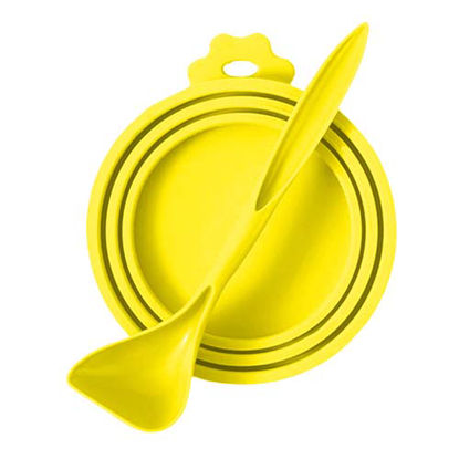 تصویر  درب و قاشق کنسرو سگ و گربه بایو موزارا زرد