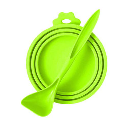 تصویر  درب و قاشق کنسرو سگ و گربه بایو موزارا سبز روشن