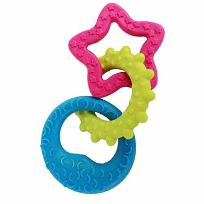 تصویر  اسباب بازی دندانی سگ و گربه بایو موزارا مدل حلقه و ستاره