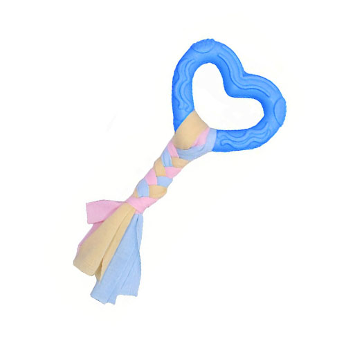 تصویر  اسباب بازی دندانی سگ بایو موزارا مدل قلب و استخوان صورتی و آبی