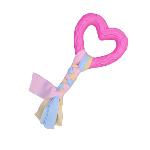 تصویر  اسباب بازی دندانی سگ بایو موزارا مدل قلب و استخوان آبی و سرخابی